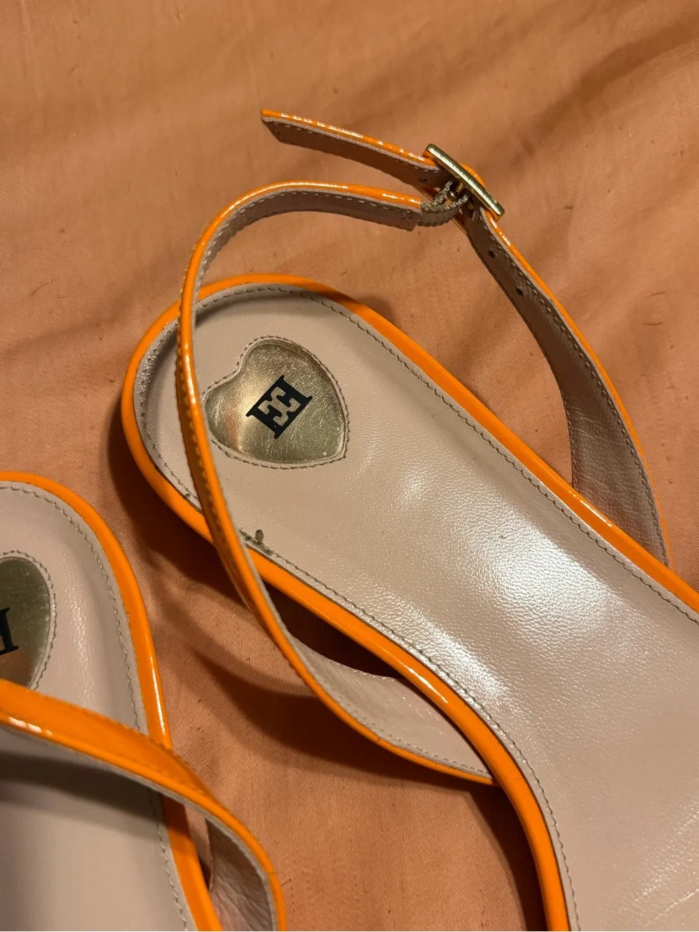 Escada Orange Patent Leather Slingback Sandals size 39.5 - Picture 8 of 9